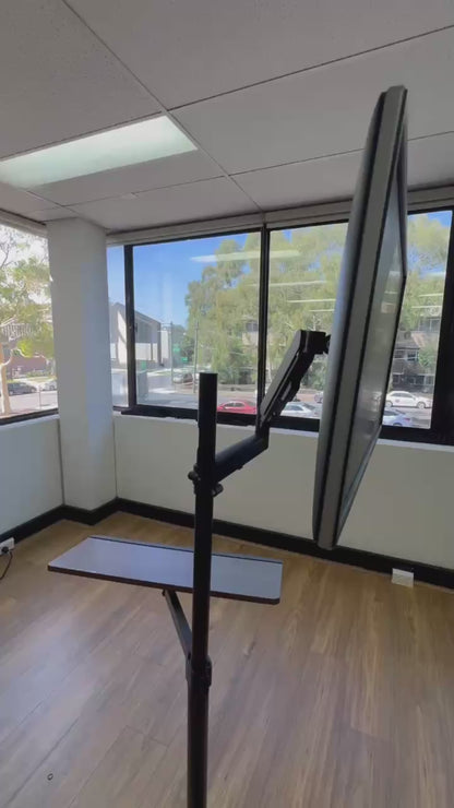 TV Monitor floor mobile stand black marble base-vesa 100 floor stand