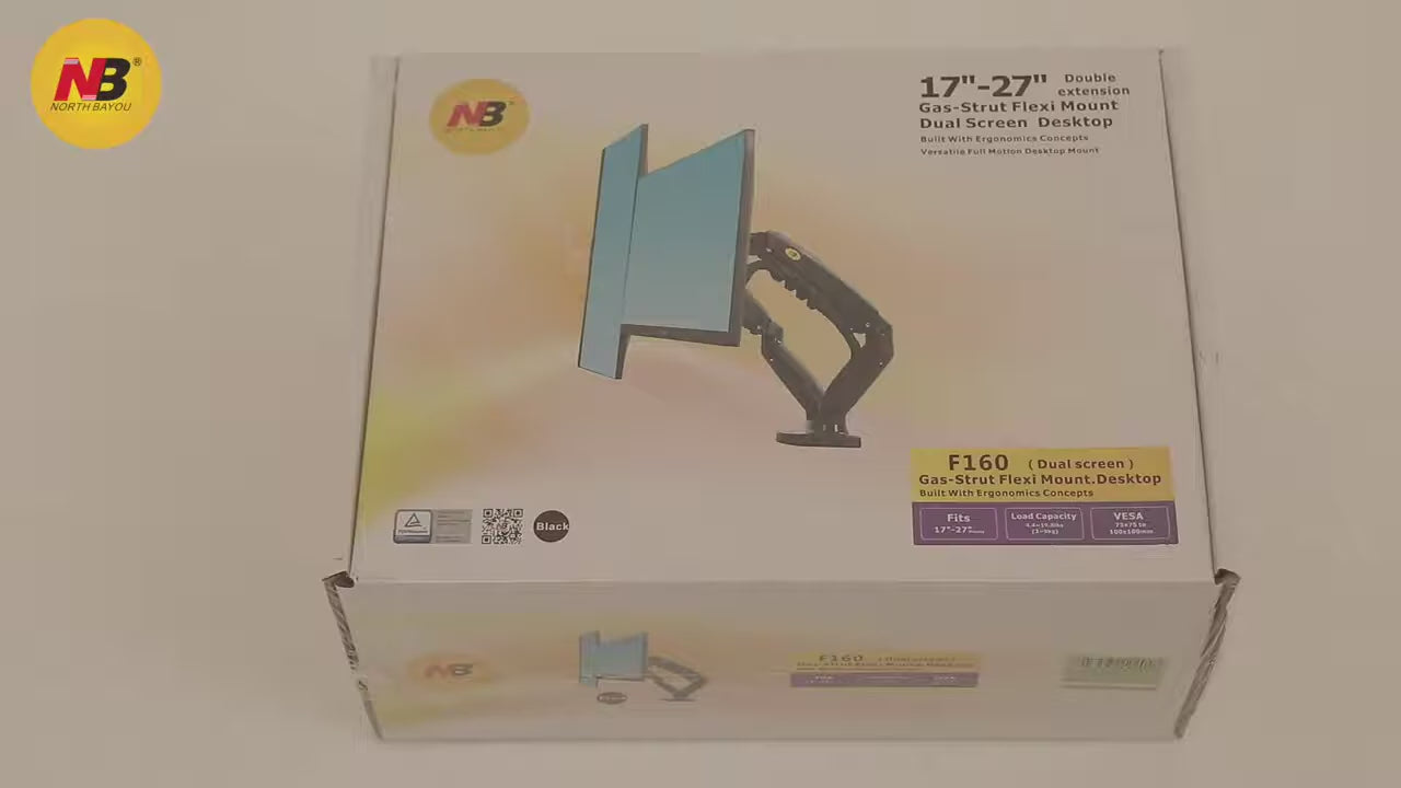 Dual Monitor Arm for 17-27" Screens Gas Spring Adjustment F160-G AU