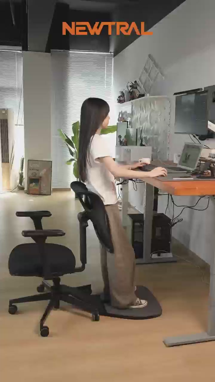 Load video: Standing-Mate Office Chair Multi-Position Mesh with Retractable Standing Mat Ergonomic
