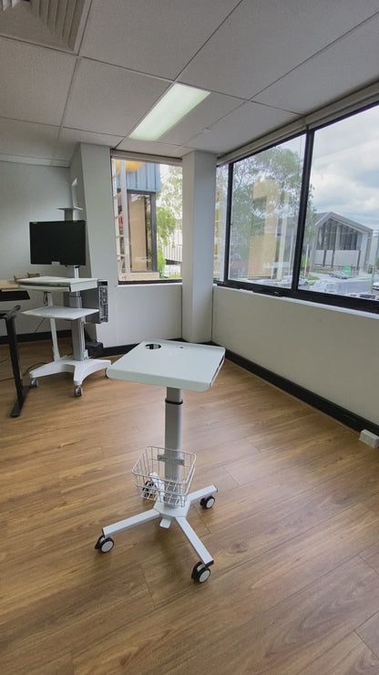 Adjustable Height Laptop Desk with Wheels Utility Medical Cart work station