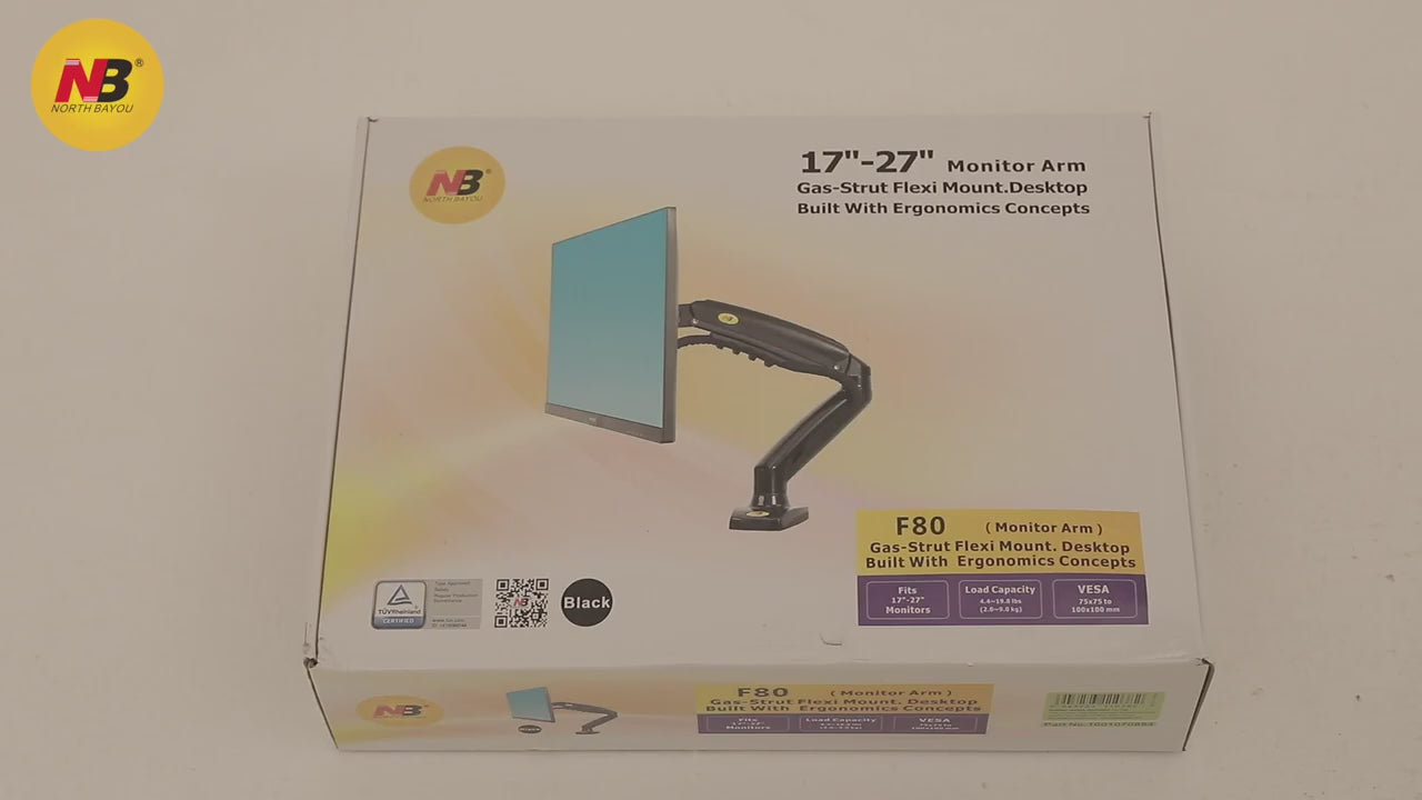 White Gas Lift Monitor Arm for 17-30" Screens VESA 75/100 F80-W AU Stock