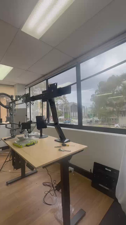 NB45 Heavy‑Duty Monitor Arm Bundle with Dual‑Monitor Cross Bar | Single to Dual Screen Desk Mount
