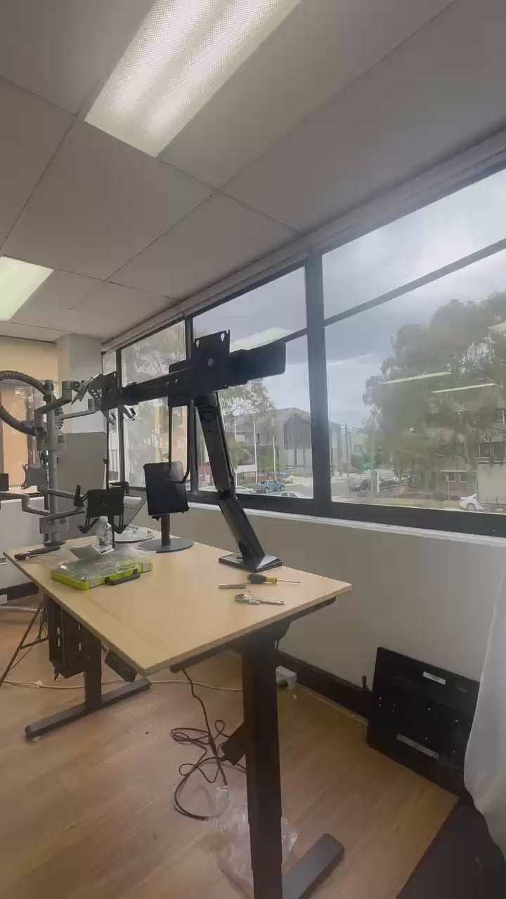 NB45 Heavy‑Duty Monitor Arm Bundle with Dual‑Monitor Cross Bar | Single to Dual Screen Desk Mount