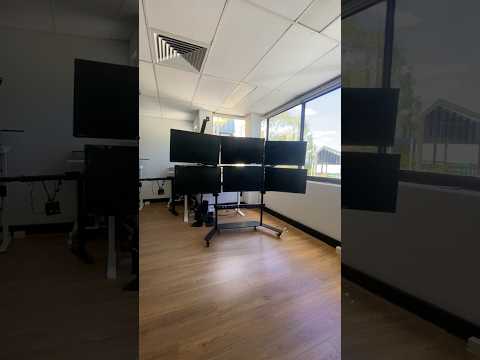 Load video: Multiple screen Stand Cart Mount Bracket  trolley gas arm metal