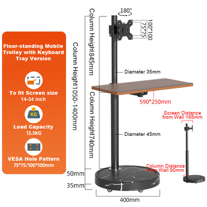 TV Monitor floor mobile stand black marble base-vesa 100 floor stand