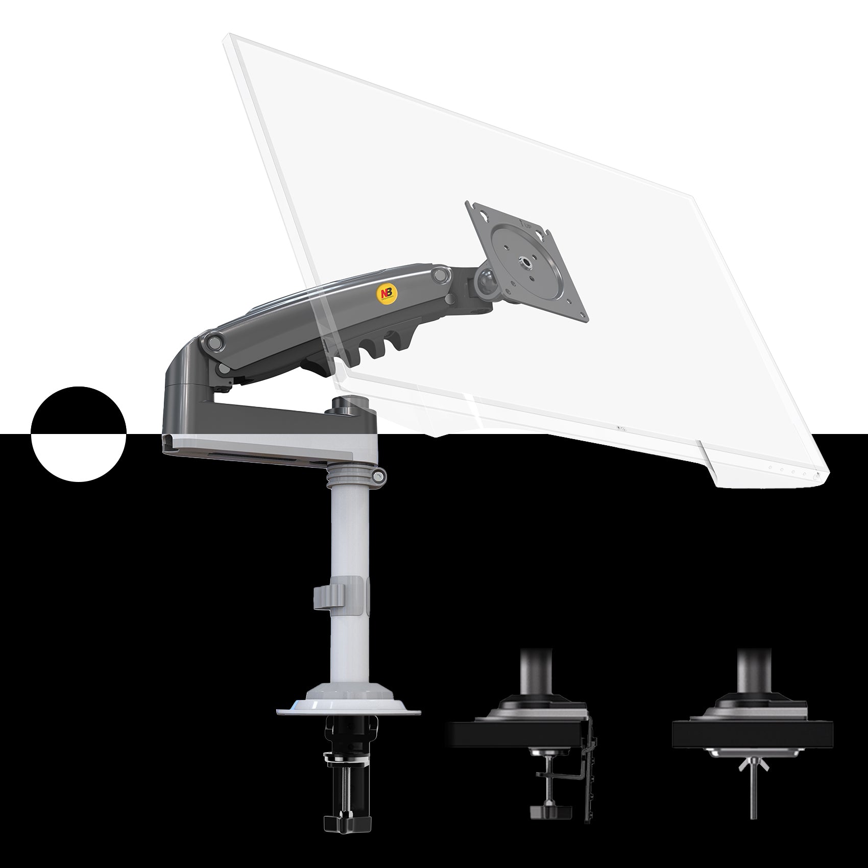 NB Desktop Monitor Pole Mount Gas Strut Arm 17"-30" up to 9 kg H100