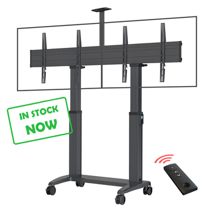 DUAL SCREEN T70DUAL Electric Mobile TV Stand Cart Mount Bracket For Touch panels to 136kg