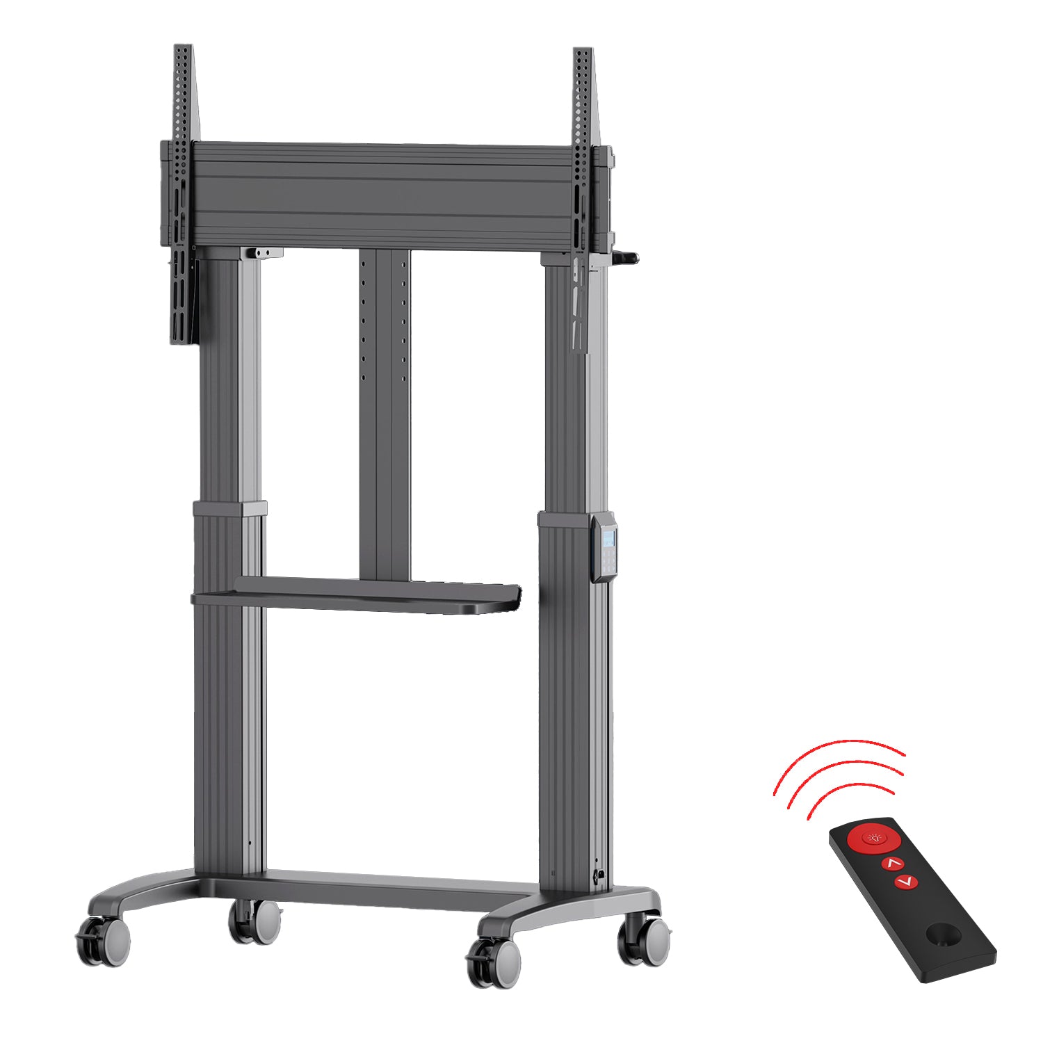 2026 NB T70SH Electric Mobile TV Stand Cart Mount Bracket For Touch panels to 136kg WITH SHELF